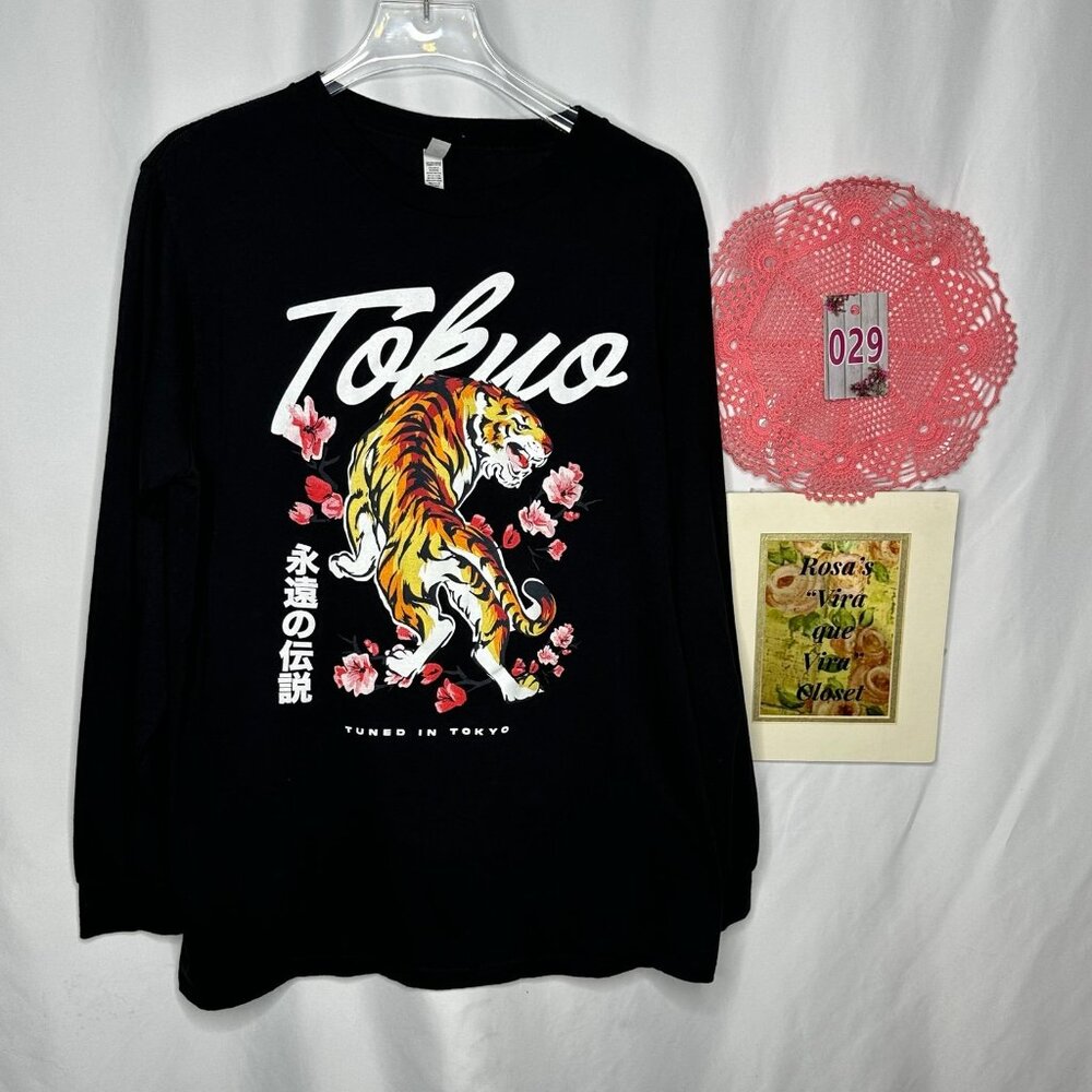 Bengal Long Sleeve Top Black Print Large - Picture 3 of 7